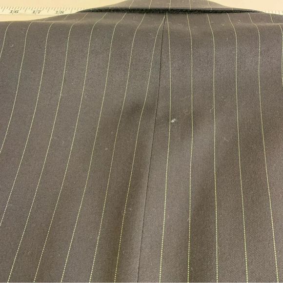 Vintage Massimo Moda Black Green Pinstriped  Rayon Blend Mens Sport Coat Size 44 - Picture 6 of 12
